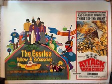 ORIGINAL 1968 YELLOW SUBMARINE UK QUAD POSTER LINEN BACKED RESTORED THE BEATLES