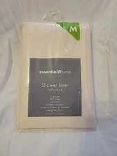 Essential Home Ecru/White 100% PEVA 5 Gauge Medium Weight Shower Liner By Kmart
