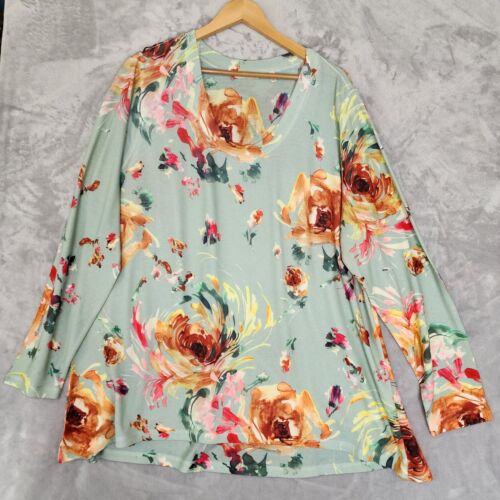Soft Surroundings Sweater Womens 2X Artsy Painted Floral Print Soft Pullover - Picture 8 of 9