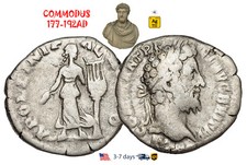 Ancient Roman Empire Coin Silver Denarius COMMODUS 177 - 192 AD Authentic #31242