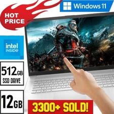 HP 17.3" TOUCHSCREEN Laptop 12GB Six-Core Intel i3-1215U 4.40GHz 512GB SSD Win11