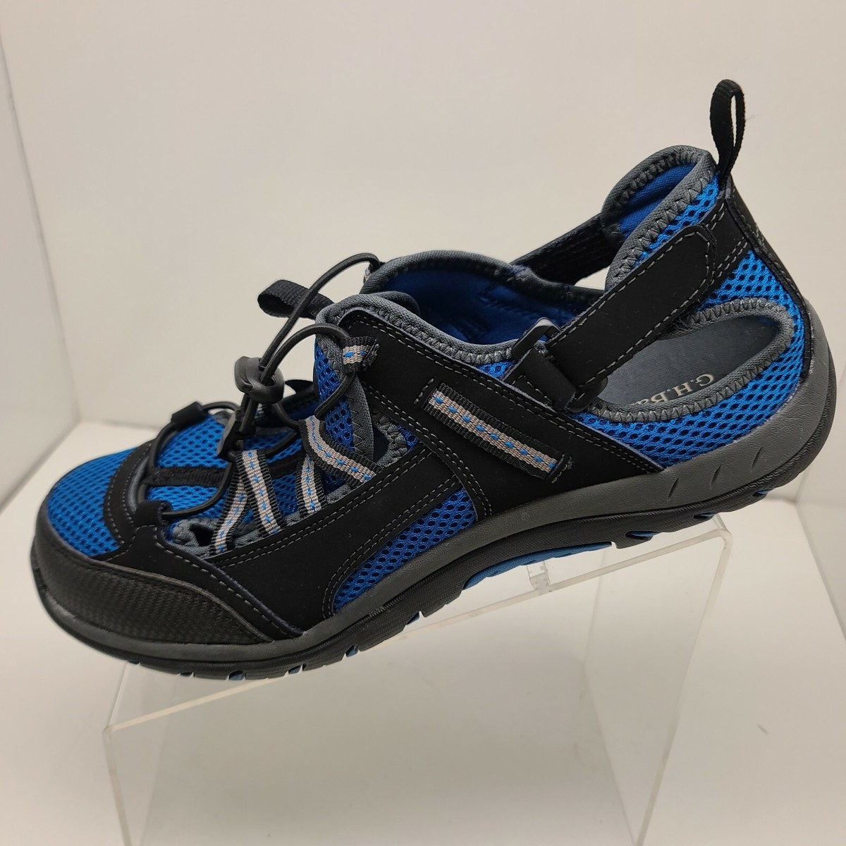 Bass Cowabunga Hiking Water Sandals Blue Leather Adjustable 