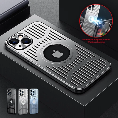 UK For iPhone 15 14 Pro Max 12 13 MagSafe Metal Case Heat Dissipation Cover - Zdjęcie 9 z 28