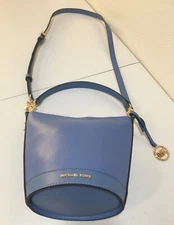 Michael Kors Townsend Blue Leather Small Convertible Bucket Crossbody Bag EXC