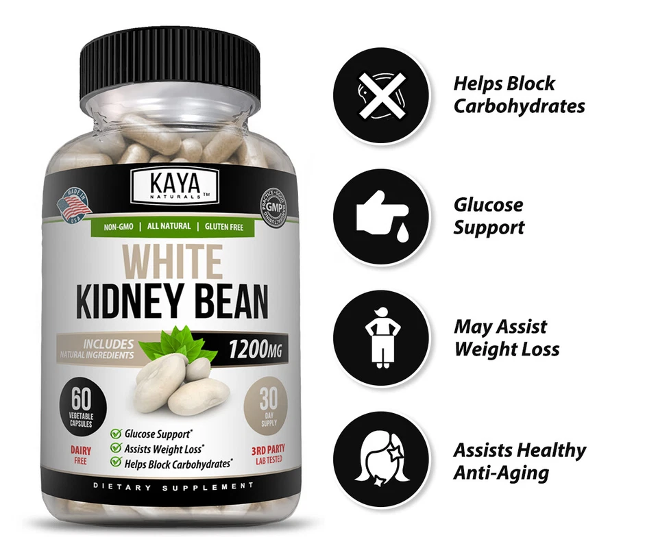 Cápsula de frijol blanco, bloqueador de grasa y carbohidratos, supresor del apetito, pérdida de peso Foto 3 de 4