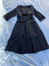 Vintage Sophie Of Saks Fifth Avenue Black Dress Sequined Lace Belt M/L