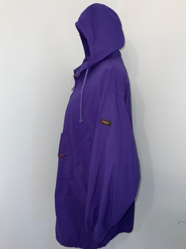 Vintage Women's Ralph Lauren Polo Windbreaker Purple Nylon Hooded Pullover M - Picture 5 of 11