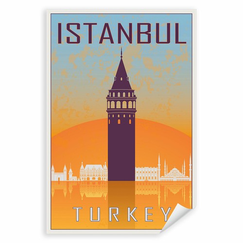 Leinwand Bild, Istanbul Türkei Schwarz & Gold Stadtlicht