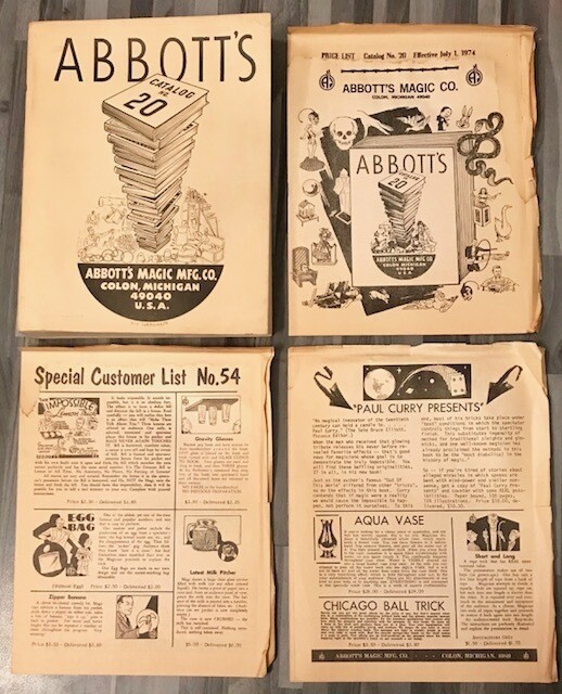 Vintage 1974 ABBOTT'S MAGIC Novelty Co. Catalog No. 20 + Price List