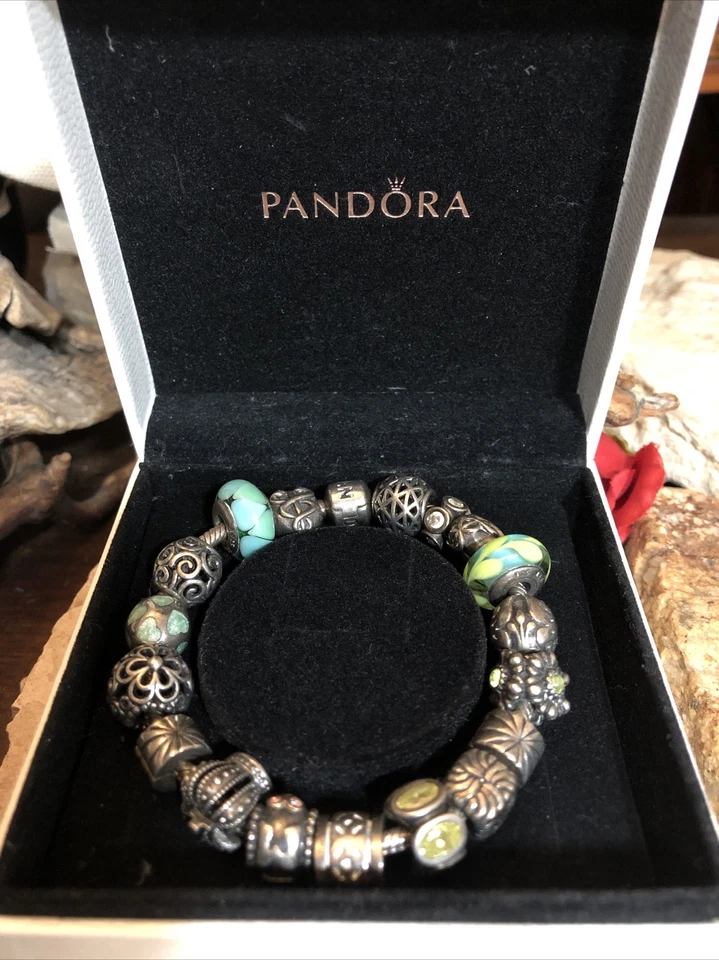 PANDORA Sterling 925 Mom, Medic symbol, Crown 16 Charms 2 stopper Bracelet 6 3/4 - Image 2 of 4