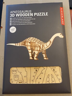Dinosaurier 3D Puzzle Modell Laser geschnitten Holz Apatosaurus. Kikkerland. Kind/Familie Weihnachten