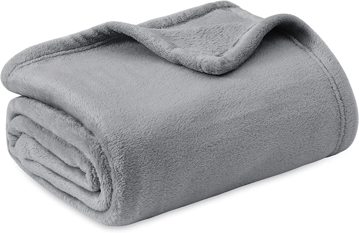 BEDSURE Fleece Throw Blanket for Couch Grey - Lightweight Plush Fuzzy Cozy  Soft