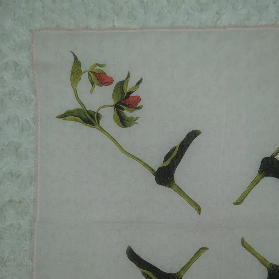 N919 VIVIENNE WESTWOOD Rosa Flor Algodón Bufanda Bufandas Bolsillo Cuadrado 22" X 23" Foto 2 de 4