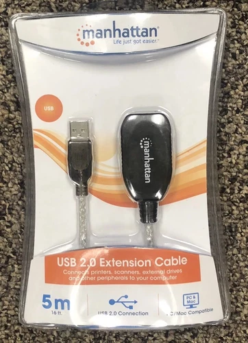 MANHATTAN  519779 USB 2.0 Active Extension Cable, 16ft NEW