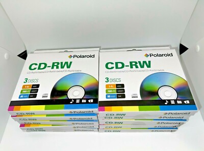 SALE! 10 OF 3 PACK POLAROID CD-RW DISC 4X 700MB 80MIN WITH SLIM CASE-PRCDRWD003J