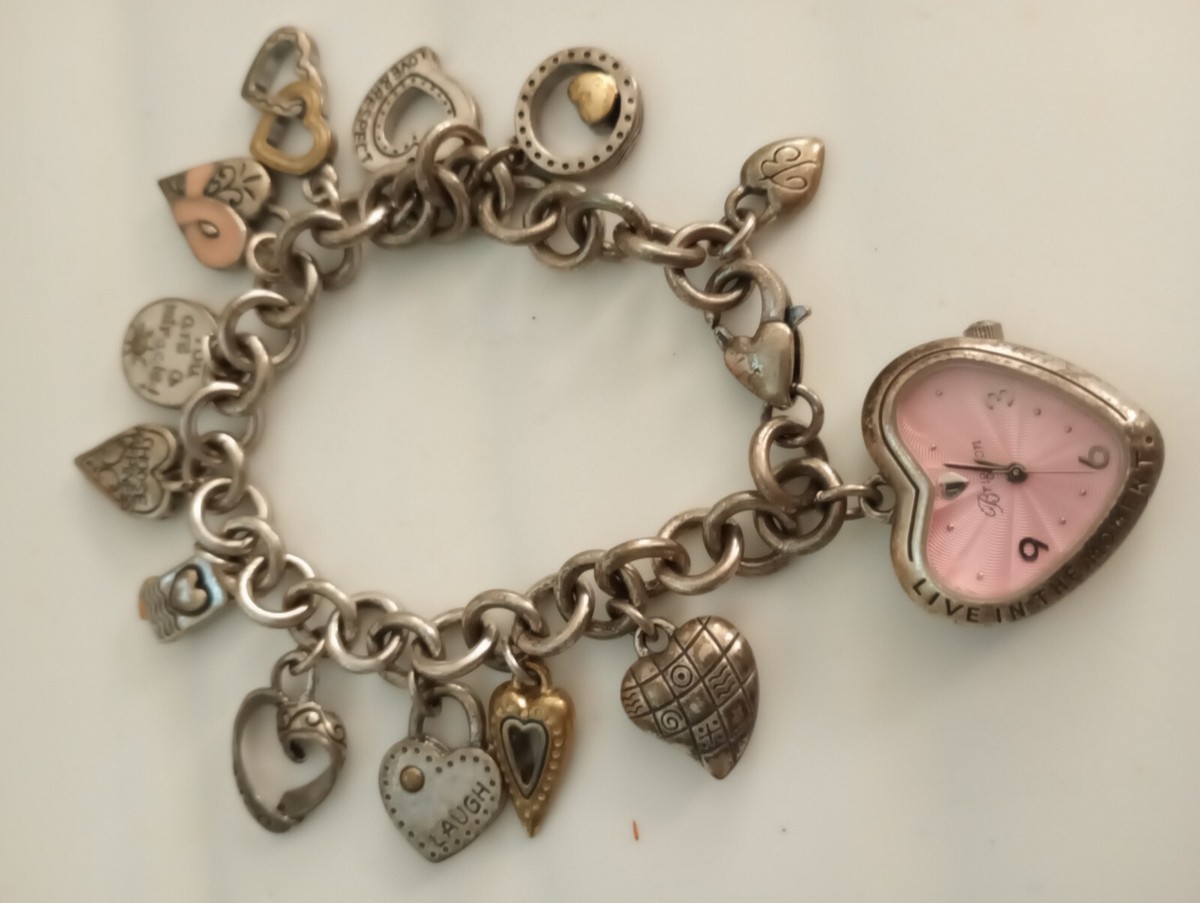 Brighton charm watch. Brighton Heart Charm Bracelet Watch Womens Mixed Metal Love  main image 2