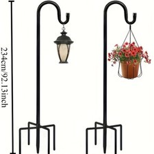 Schäferhaken Garten, 2 Stk 233CM / 92IN Metall laternenstab mit Haken Hirtenstab