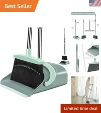 Upgrade Your Cleaning Routine: Adjustable Broom & Dustpan Set in Jade Green