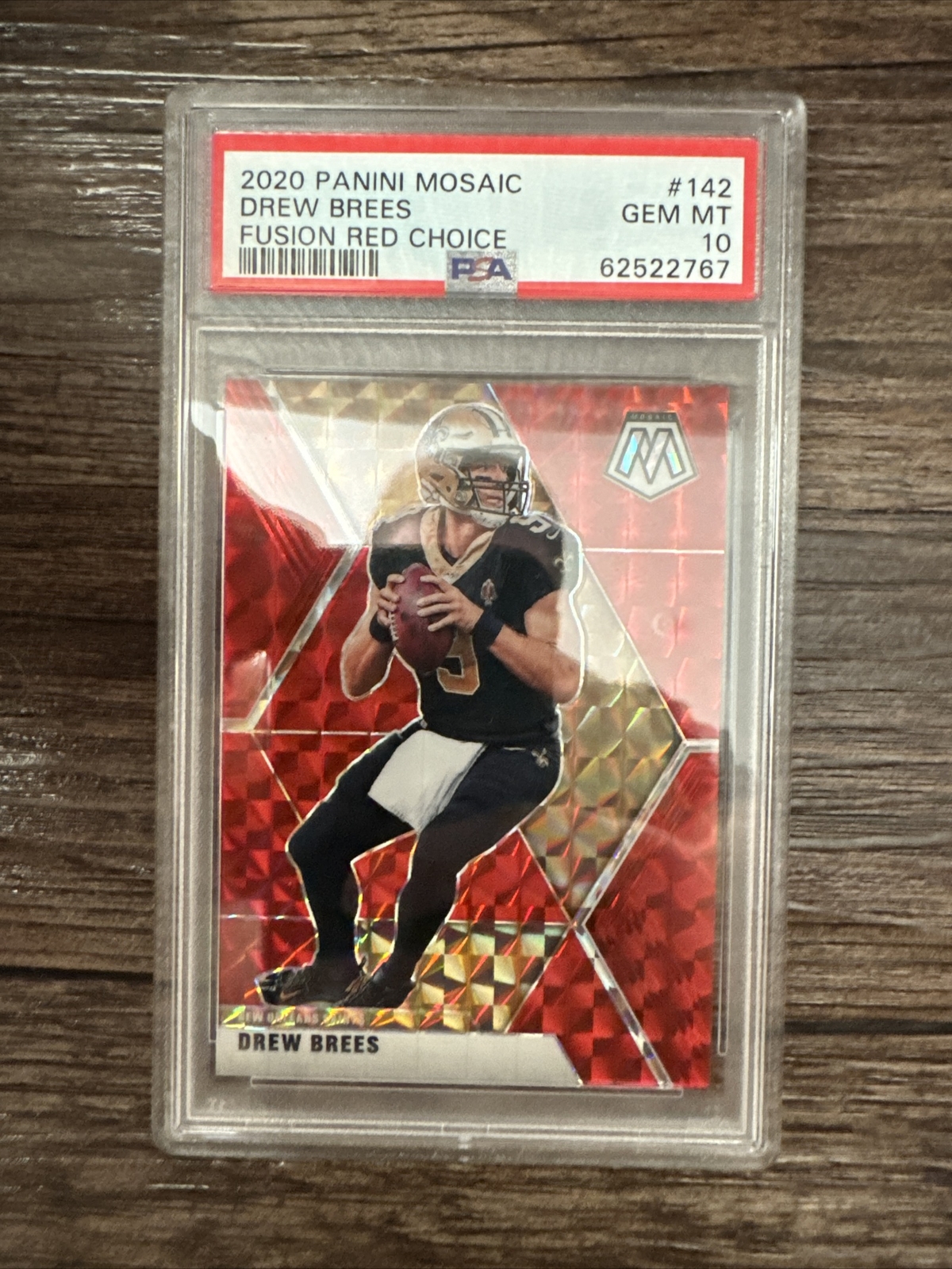 2020 PANINI MOSAIC DREW BREES FUSION RED CHOICE /80 #142 PSA 10 GEM MINT SAINTS