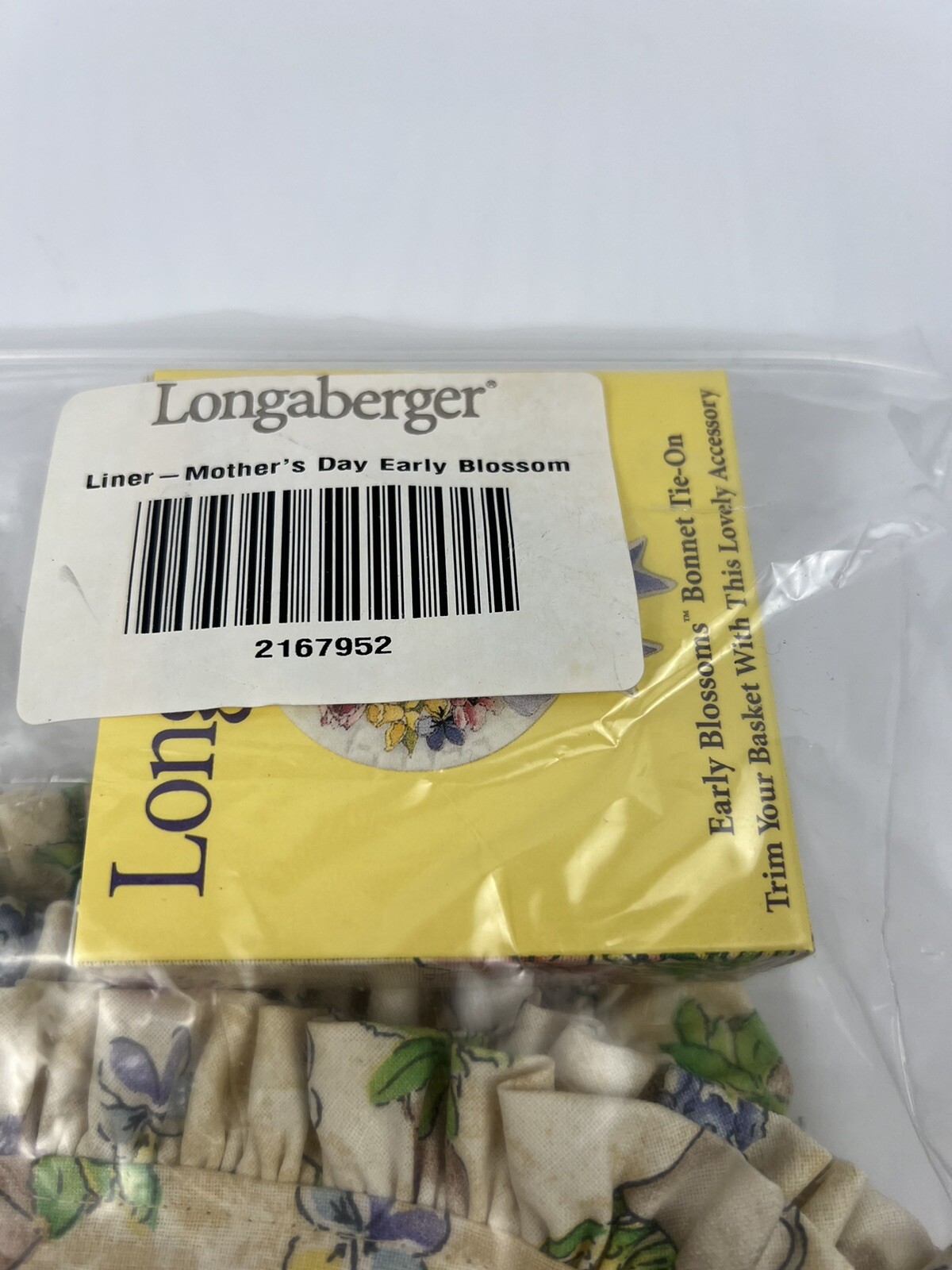 Longaberger LINER TIE-ON  ONLY for Mother's Day 2000 Early Blossoms Basket