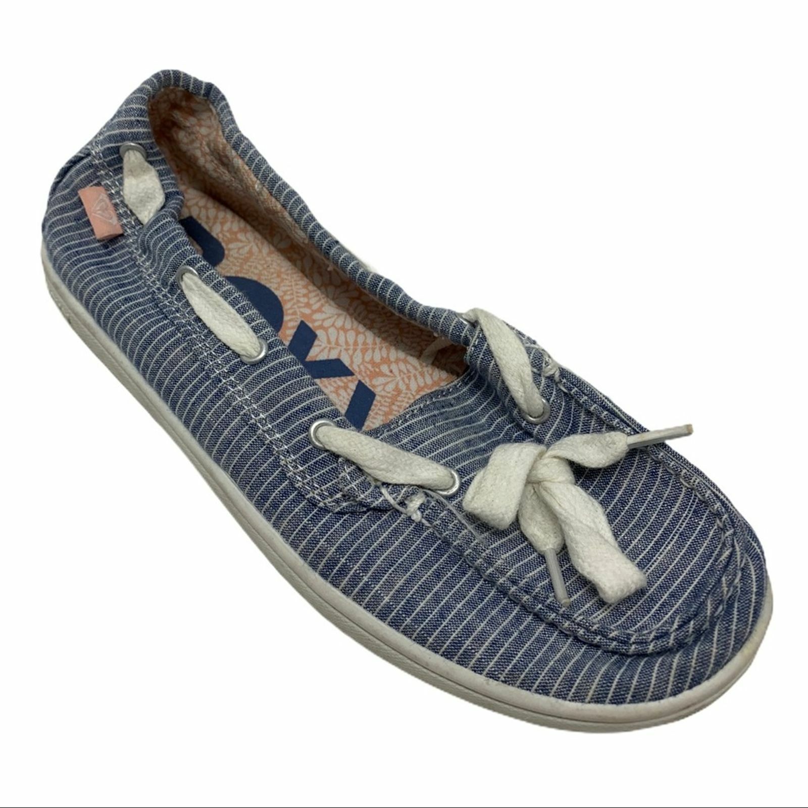 Roxy blue canvas striped deck shoes 