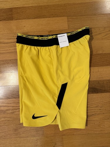 Pantaloncini M Nike Pro Dri-Fit Flex Training Gym 8" Giallo Nero DD1700-709 Uomo Nuovi - Foto 3 di 8