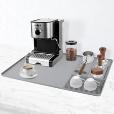 24x16 inch Silicone Coffee Bar Mat with Detachable Dish Drying Mat Accessories
