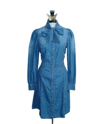 white christmas dresses ROCK & ROLL LONG SLEEVE LIGHT WEIGHT DENIM DRESS WESTERN YOKE – Trails End  Western Wear & Tack main image 0