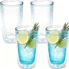 Unbreakable 16oz Tumblers Set of 4 - Plastic Double Wall 16oz, Clear