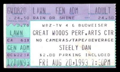 Steely Dan 1993 Aug 20 Ticket Stub Mansfield MA Great Woods Arts Center *TS111 - Image 1 of 2