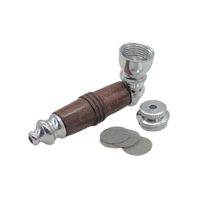 #ad 3quot; Metal Smoking Pipe Wood Sleeve Lid and Screens $13.95