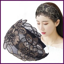 Lace Flowers Headband Wide Women Hair Hoop Head Bands Toothed Non-slip