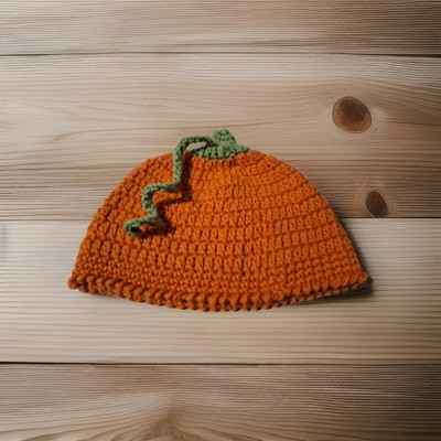 Crocheted Handmade Pumpkin Hat With Stem - Baby - Unisex - NWOT