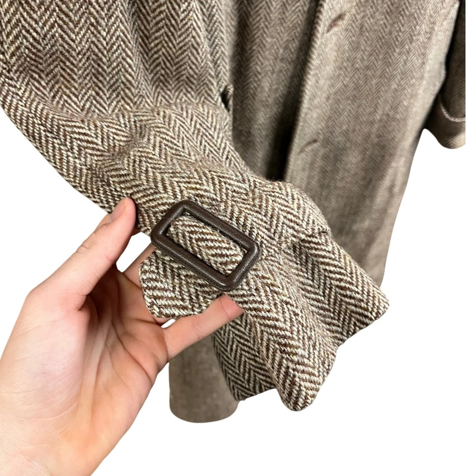 VTG Mens Harris Tweed Coat Herringbone Pure Scottish Wool Outerwear Overcoat - Image 4 of 4