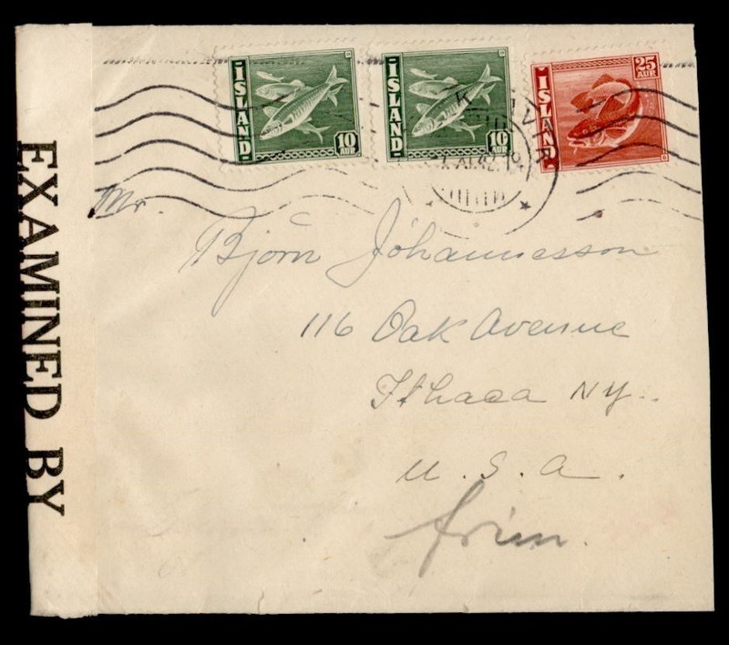 DR WHO 1942 ICELAND REYKAVIK WWII CENSORED TO USA R73745