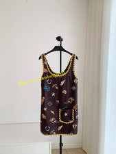 ALE~ linen brown ocean print vest dress 2026 summer casual sleeveless skirt