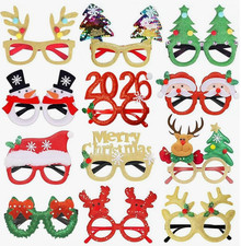 Christmas Party Glasses Novelty Festive Eyewear   12-pcs Assorted Holiday Frames
