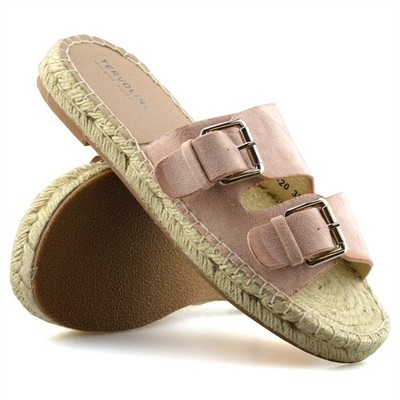 Damen Frauen Neu Slipper Fußbett Schnalle Pantoletten Freizeit Sommer Sandalen Schuhe Größe