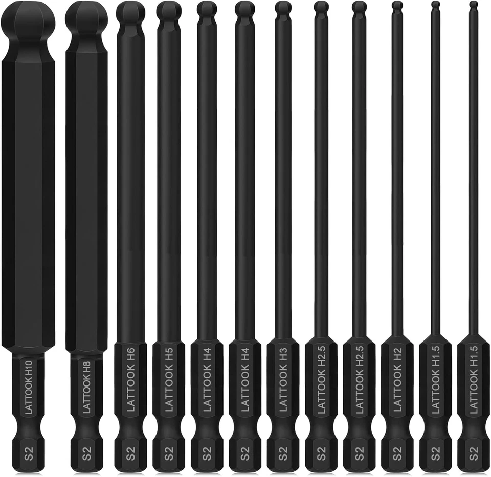 Ball End Hex Head Allen Wrench Drill Bit Set, 12PCS Metric Ball End Hex Bit Set - Image 2 of 4