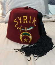 Vintage Masons Shriners Syria Fez Ceremonial Jeweled Hat With Tassel Size 7