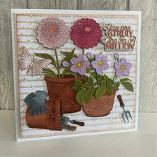 5 FLOWER POTS METAL CUTTING DIE SET CARDMAKING TERRACOTTA FLOWERPOTS GARDENING