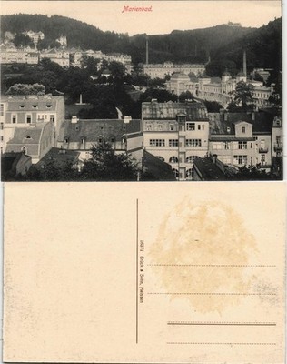 Postcard Mariánské Lázně town houses, spa facilities 1913