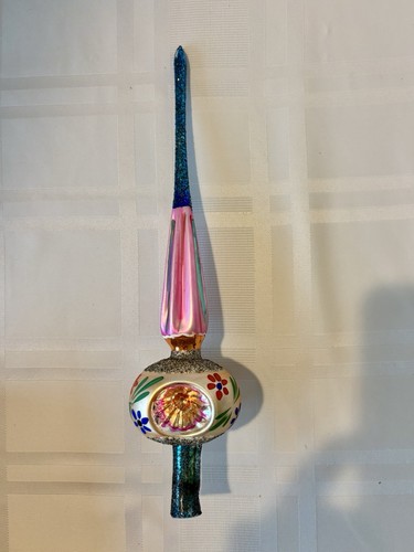 VINTAGE MERCURY GLASS TRIPLE INDENT MCM CHRISTMAS TREE TOPPER