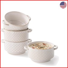Versatile 26 oz Soup Crocks with Handles   Dishwasher  Microwave Safe, Set of 4
