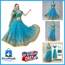 Tlmnu Aladdin Halloween Princess Costume Belly Dance Jasmine Costume Dress Set