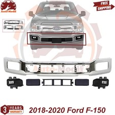 Front Bumper Face Bar Chrome Fog Lights Assembly Kit For 2018-2020 Ford F-150