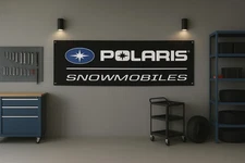 Polaris Snowmobiles Sled Flag 71x24" Off Road Outdoor Garage Banner Decor
