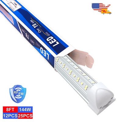 12 Or 25 Pack Super Bright 8Ft Led Shop Lights Garage Ceiling Fixtures 18000Lm