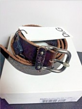 NEW DOLCE&GABBANA D&G Mens 36" 90 cm Belt Logo Metal Buckle Brown Leather BOX