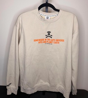 Authentic AAPE Crew Neck Sweatshirt Light Beige Size Medium